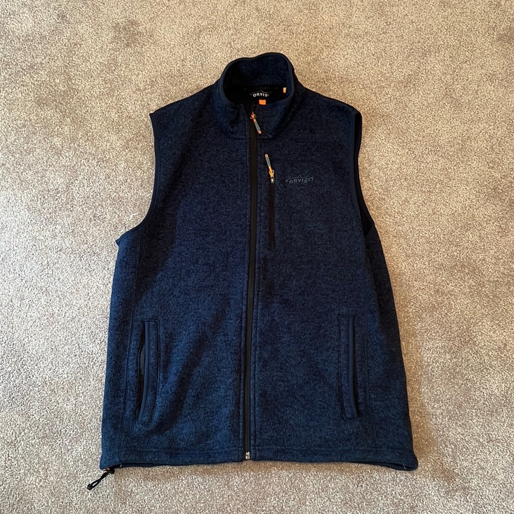 Orvis Sweater Fleece Vest Navy Blue Medium